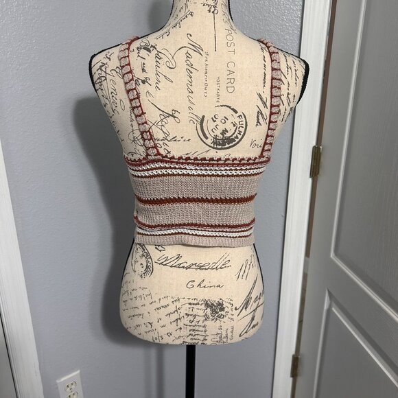 American Eagle Knit Crochet Brown Cropped Tank Top size small - Picture 3 of 3